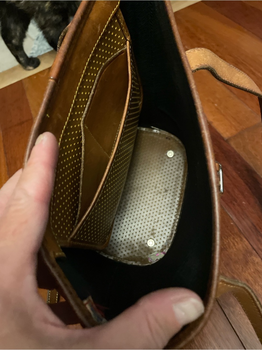 Dooney & Bourke Tan Dot-Pattern Leather Bucket Shoulder Bag - Picture 3 of 5